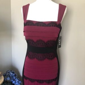 Jax Burgundy and Black Midi Dress